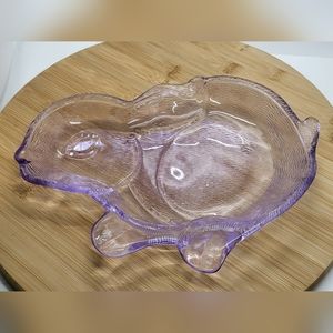 Purple Glass Bunny Rabbit Plate Dish